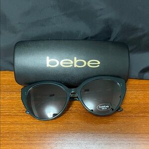 Bebe Cat Eye Sunglasses in Charcoal with Silver Logo